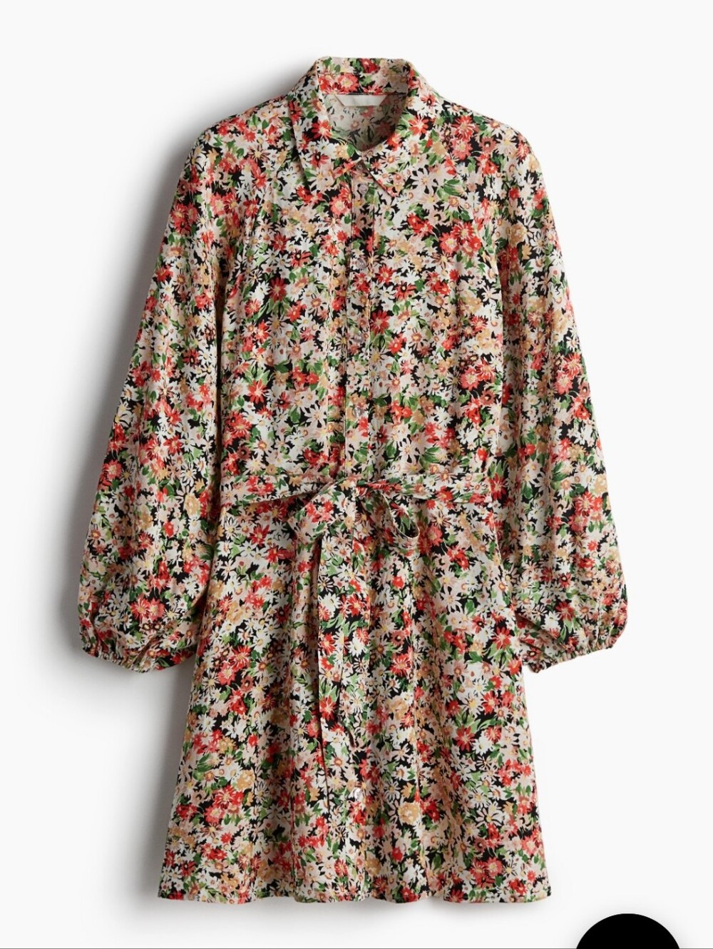 H&M Floral Balloon-sleeved Button Down shirt dress Y2K Cottagecore Vintage - Picture 2 of 14